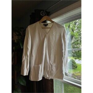 Lands' End Cream Ribbed V‑Neck Knit Top